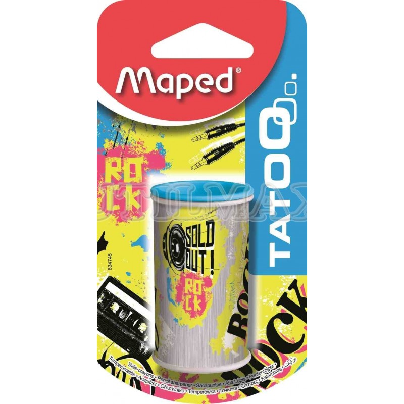 TAJADOR MAPED TATOO MINI LATA 1 ORIFICIO DEPOSITO MODELO ROCK BLISTER X1
