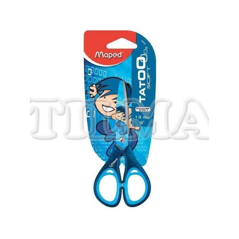 TIJERA MAPED TATOO CHILD SOFT 13CM 5" MODELO AZUL BOY BLISTER X1