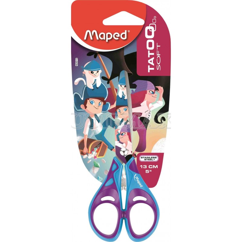 TIJERA MAPED TATOO CHILD SOFT 13CM 5" MODELO CELESTE PIRATA BLISTERX1