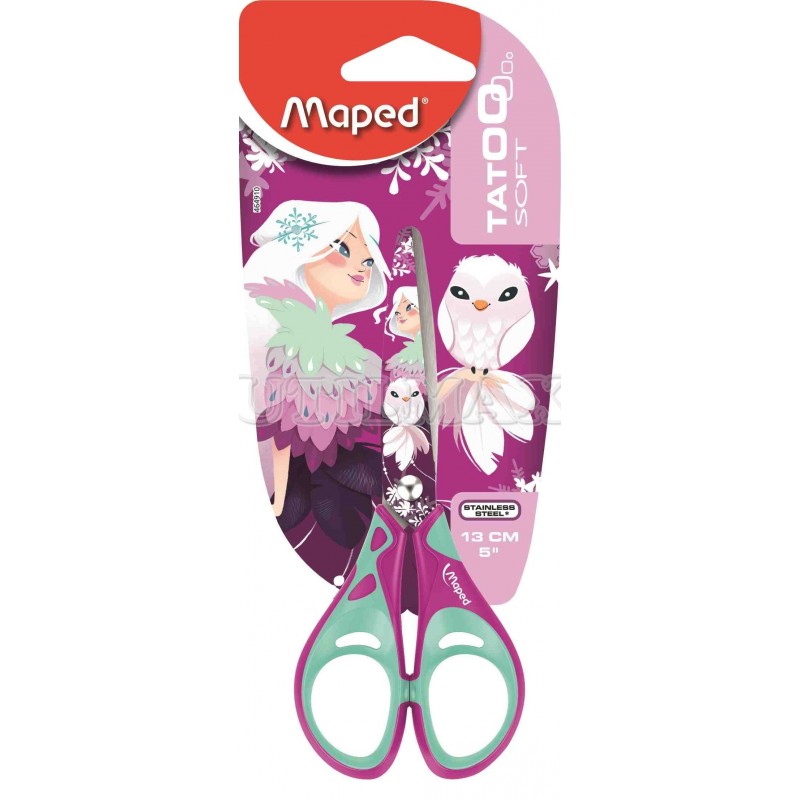 TIJERA MAPED TATOO CHILD SOFT 13CM 5" MODELO FUCSIA PRINCESA BLISTERX1