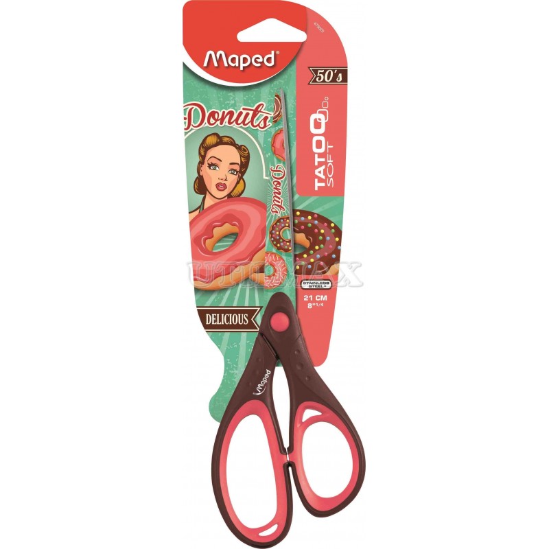 TIJERA MAPED TATOO SOFT DECO 21CM 8" MODELO MARRON DONUTS 50S BLISTER X1