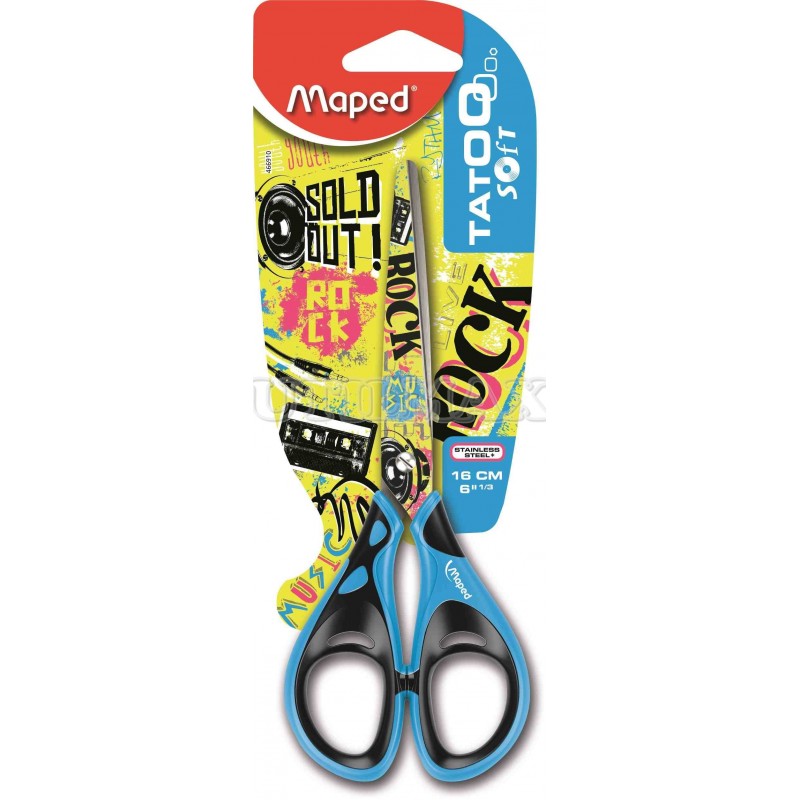 TIJERA MAPED TATOO TEEN SOFT 16CM 6 MODELO AZUL ROCK BLISTERX1 UND