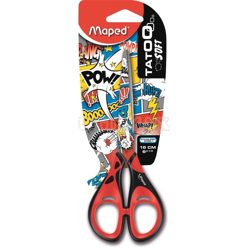 TIJERA MAPED TATOO TEEN SOFT 16CM 6 MODELO NEGRO COMIC BLISTERX1 UND