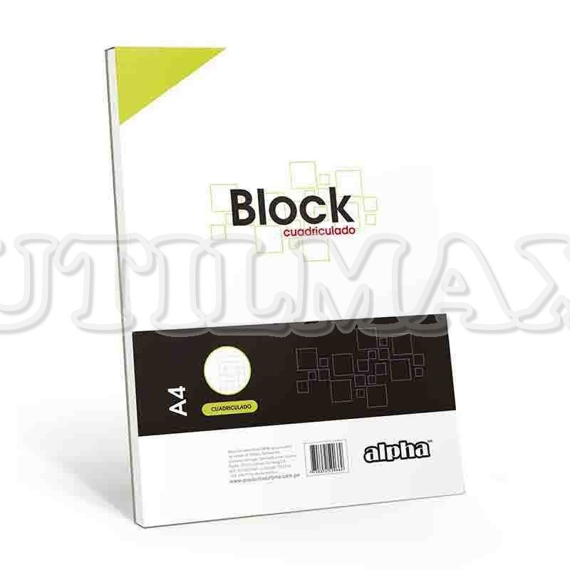 BLOCK ALPHA A4 PERFORADO CUADRICULADO 50H UND