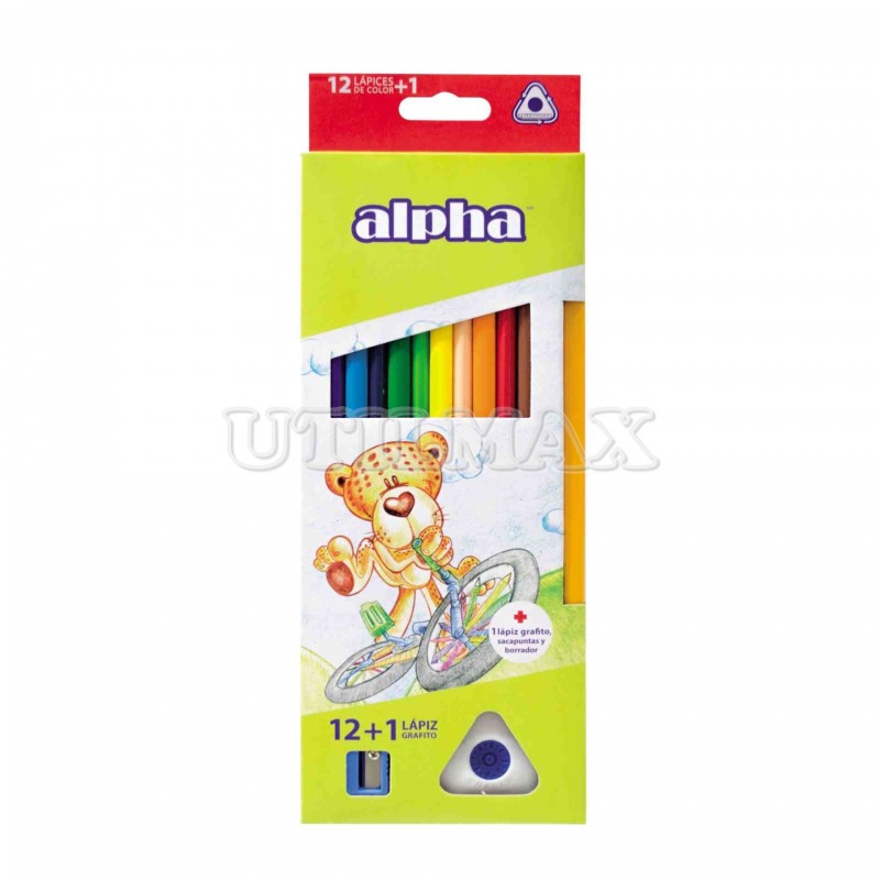 Colores Alpha Largos X12 +Lapiz +Borrador +Tajador UND