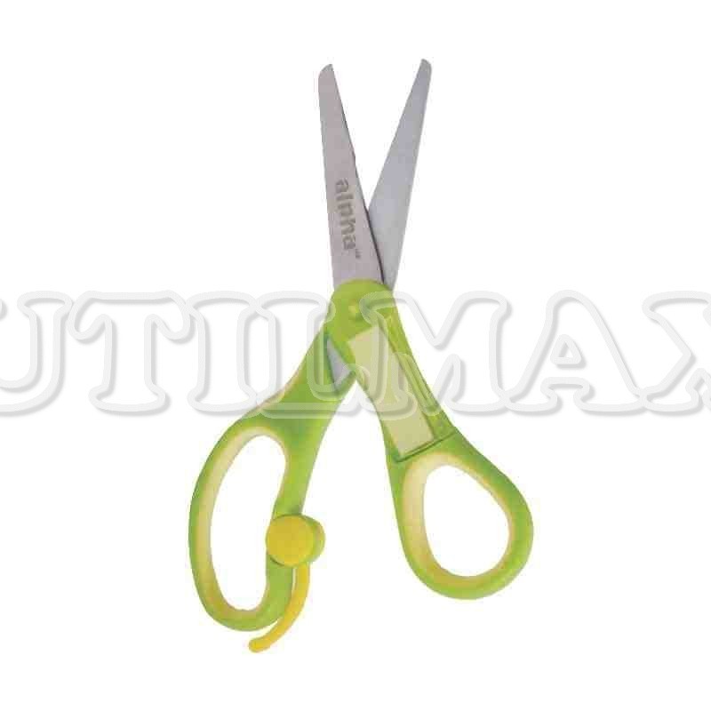 TIJERA ALPHA SMART SOFTGRIP 13CM 5" VERDE-AMARILLO UND